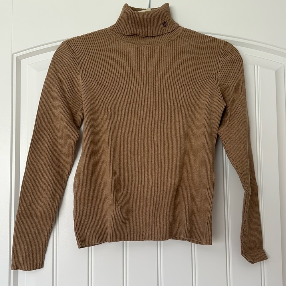 Lauren by Ralph Lauren Petite turtleneck sweater size P/S in tan/camel colour